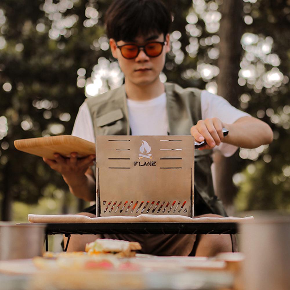 

Outdoor Camping Detachable Stoves Portable Stainless Steel Furnace Multifunctional Picnic BBQ Cooking Accessory срібний