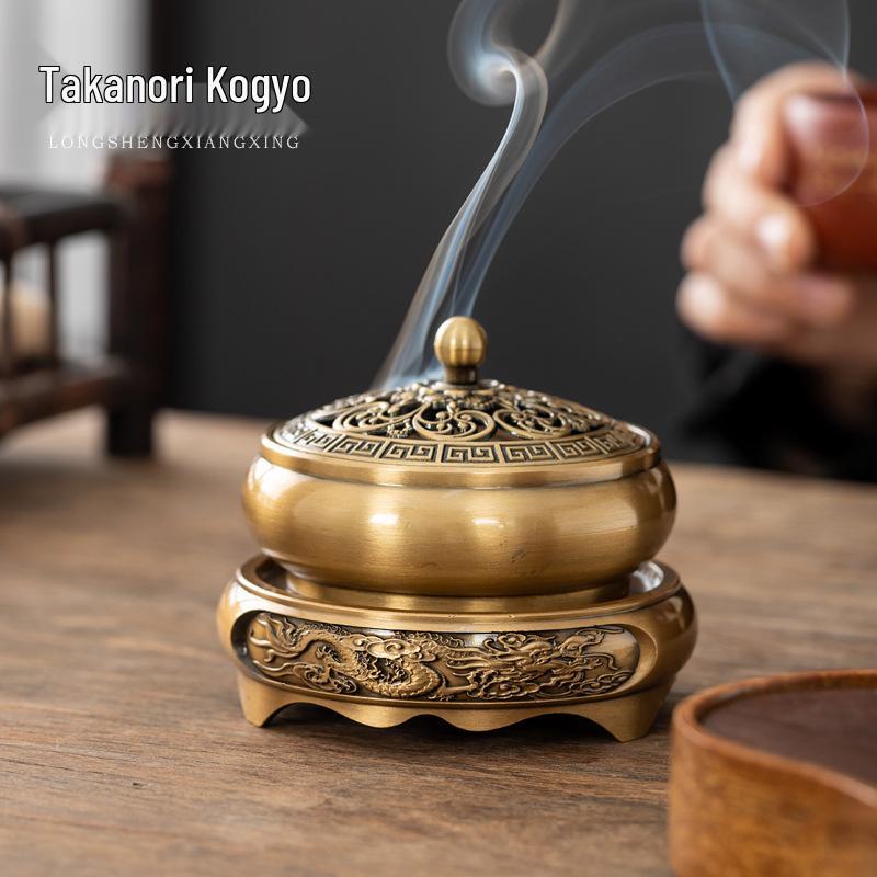 Antique Bronze Incense Burner for Indoor Use - Three-Legged Chinese Zen Aloeswood & Sandalwood Burner for Tea Ceremony & Aromatherapy.