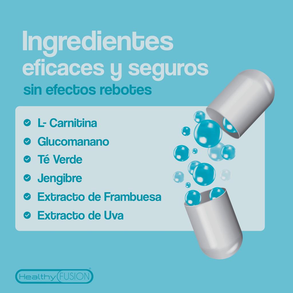 Healthy Fusion - Adiós Kilos Plus | Schlankheitsmittel | Fettverbrenner, Thermogen, Appetitzügler, Diuretikum | 90 Kapseln