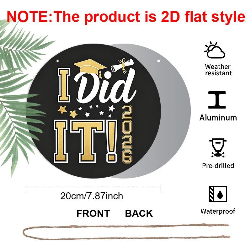 2D Flat Aluminum Graduation-themed Wall Hangings, Available In Various Sizes, Featuring A Black and Gold American Varsity Team Style Design, Making