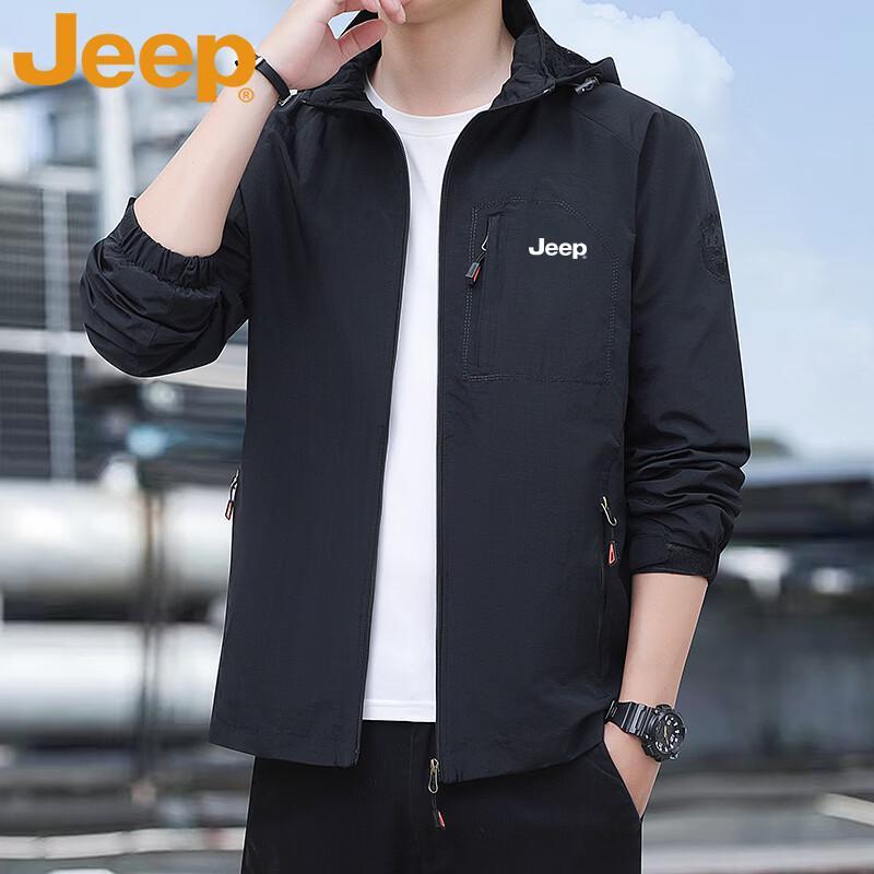JEEP Men's Versatile Casual Loose-Fit Outdoor Jacket with Detachable Hood