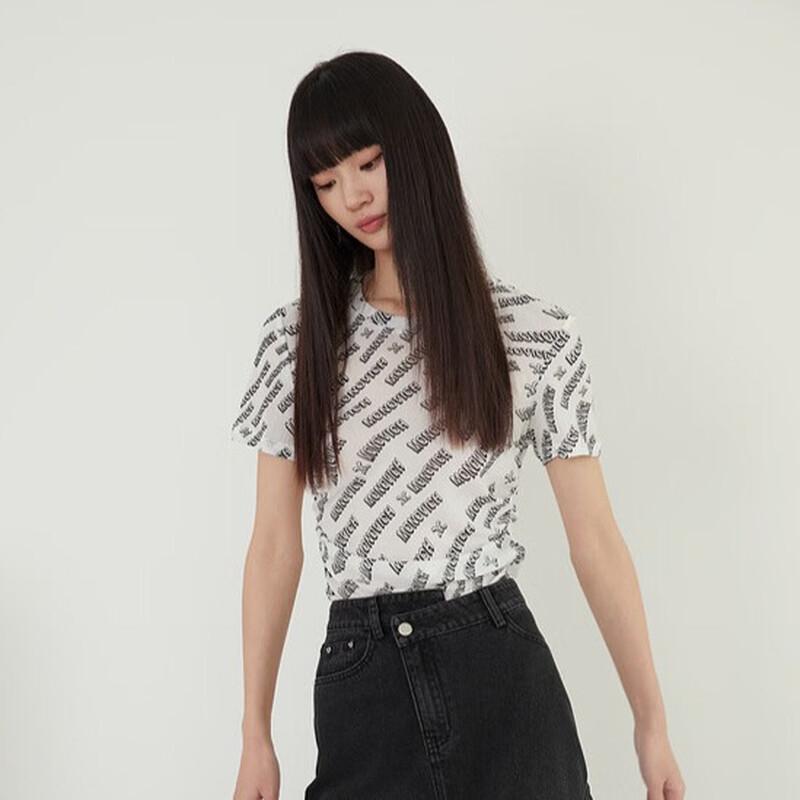 MONOVICH Women s Letter Short Sleeve T-shirt M белый