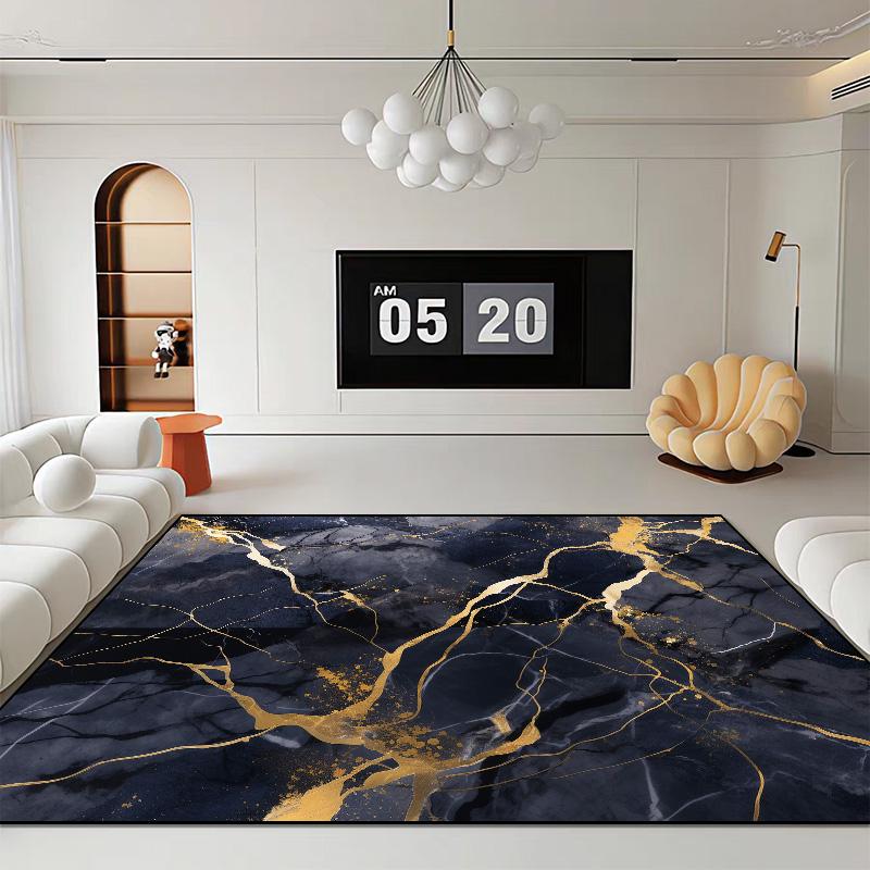 Black Luxury Style Carpets for Living Room Lounge Coffee Tables Washable Mat Modern Home Decor Large Area Soft Rugs Customizable