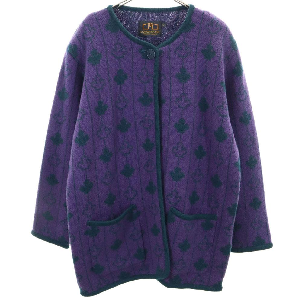 LONGHOUSE Wool Long Sleeve Knit Cardigan L Purple Women Used