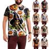 Halloween All Over Print T Shirt, Cute Pumpkin Graphic Tee for Women Men