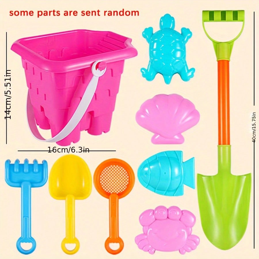 

Детские пляжные игрушки Ведерко для песка, Пляжные игрушки для строительства замков, Включая ведерко, Форму для замка, Большую лопату, Случайный цвет