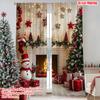 2pcs 2D Flat Printing Christmas Window Drapes Snowman Fireplace Machine Washable Polyester Without Electricity Festive Holiday