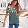Sommer Oberteile für Damen Knopfleisten Blusen für Damen Elegant Lässig V-Ausschnitt T-Shirts