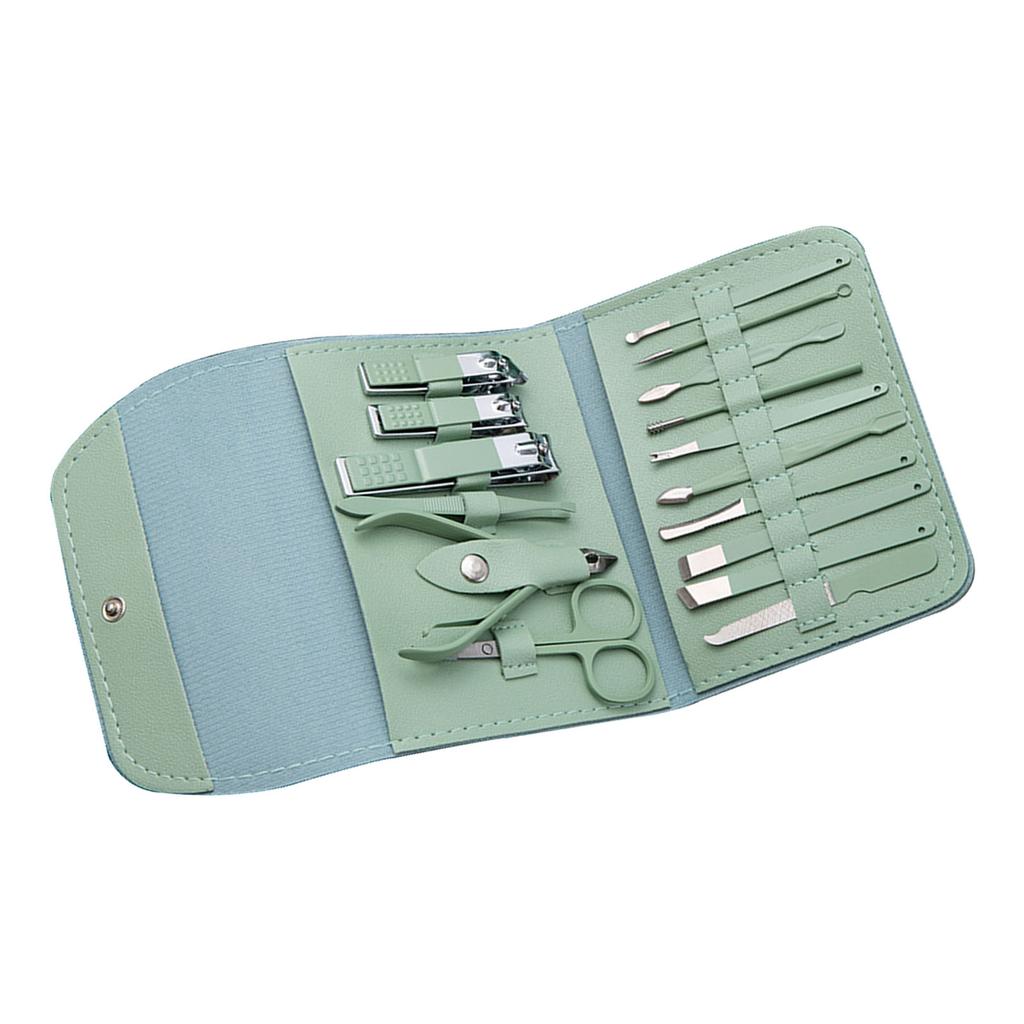 16pcs Nail Clippers Set Dead Skin Forceps Fork Ear Scoop Manicure Cutter Tools with Storage Bag