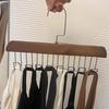 8 Hooks Wooden Belt Storage Hanger Non-Slip Necktie Hat Sling Organizer Home Closet Space Saving Wavy Closet Solid Wood Hooks