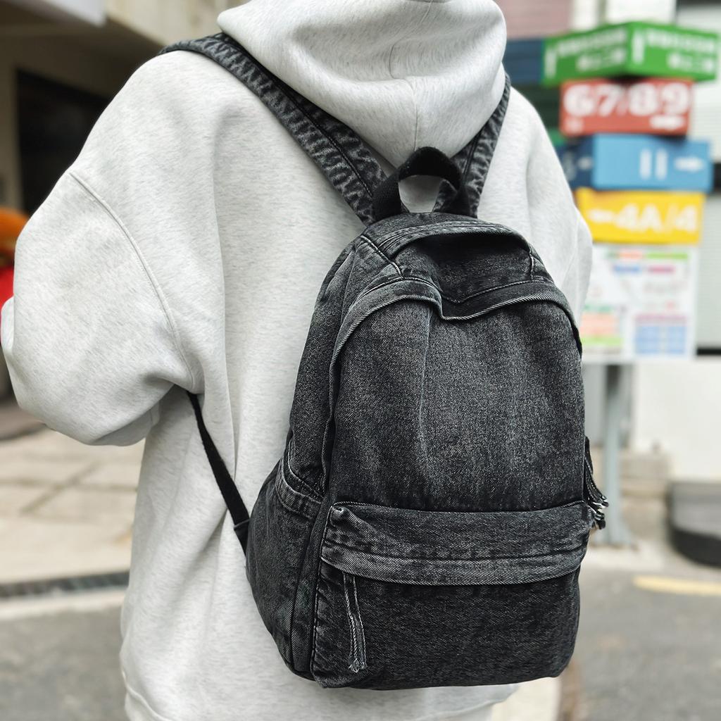 Schoolbag Vintage Versatile Large Capacity Denim Backpack Female Student School Bag Male Simple Japanese Canvas Backpack