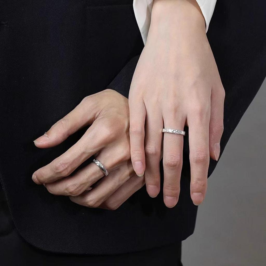 999 Sterling Silver Crushed Ice Open Couple's Ring - Elegant, Unisex Valentine's Day Gift