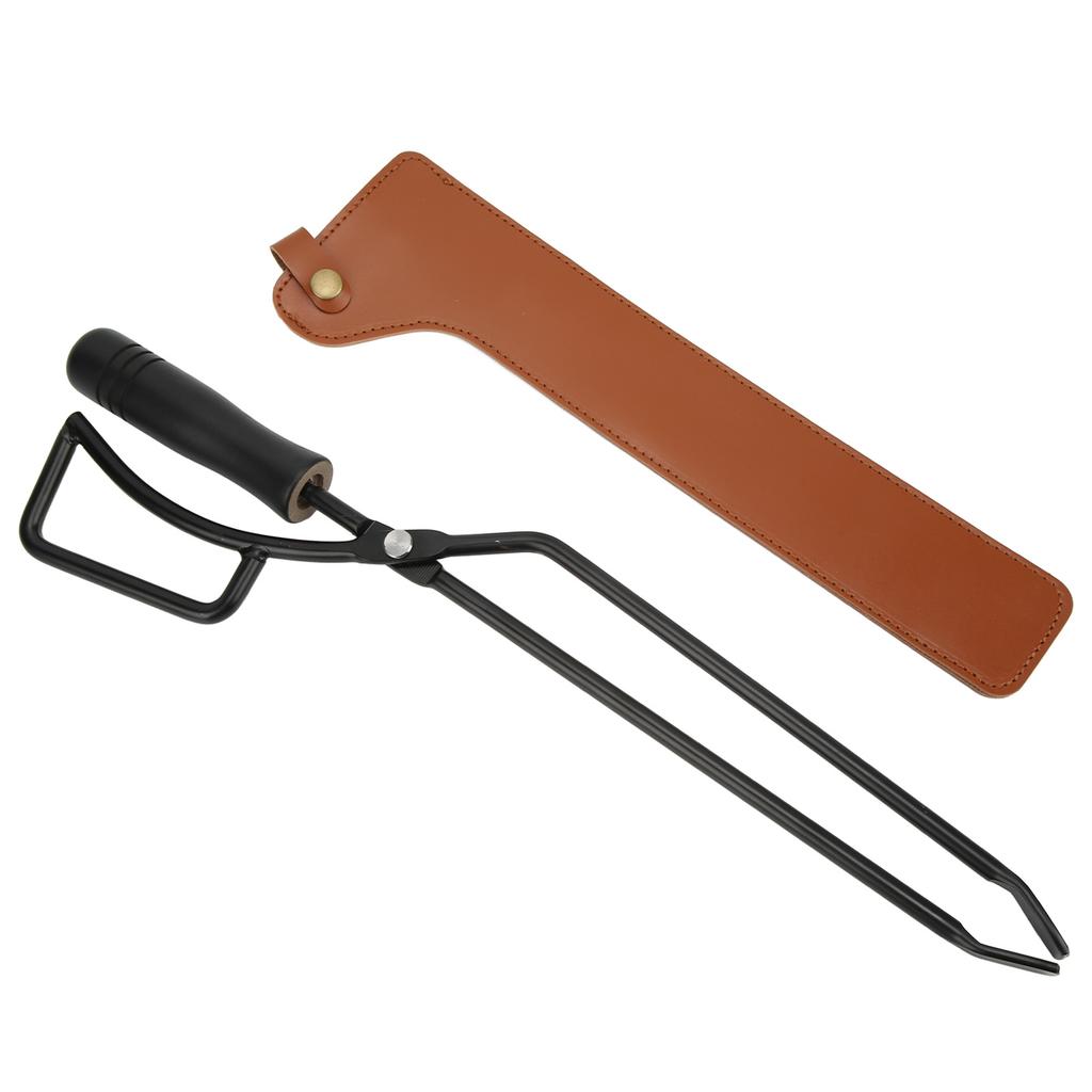 Fireplace Tongs Fire Pit Charcoal Clip Stainless Steel Grill Tongs with Protective SleeveCurry Color