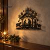 Iron Wall Hanging Art Nativity Scene Silhouette Decoration, Metal Manger Ornament for Indoor Waterproof Christmas Yard Sign and Outdoor Home