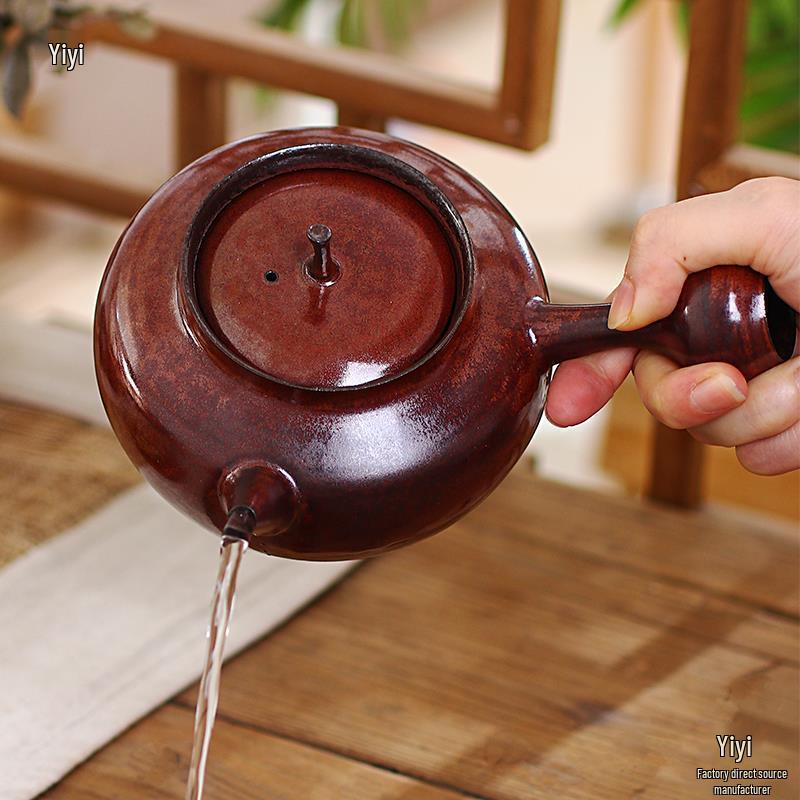Mingde Red Clay Electric Tea Kettle - Handmade Chinese-Style Pot with Jump Lid for Healthy Brewing