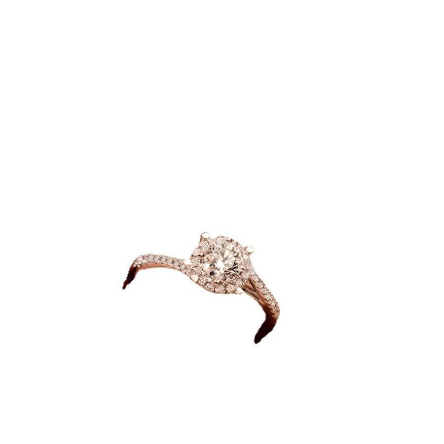 New Aurora Diamond Ring Moissanite Simulation Diamond Ring Female Proposal Order Wedding Ring Chic Versatile Ring
