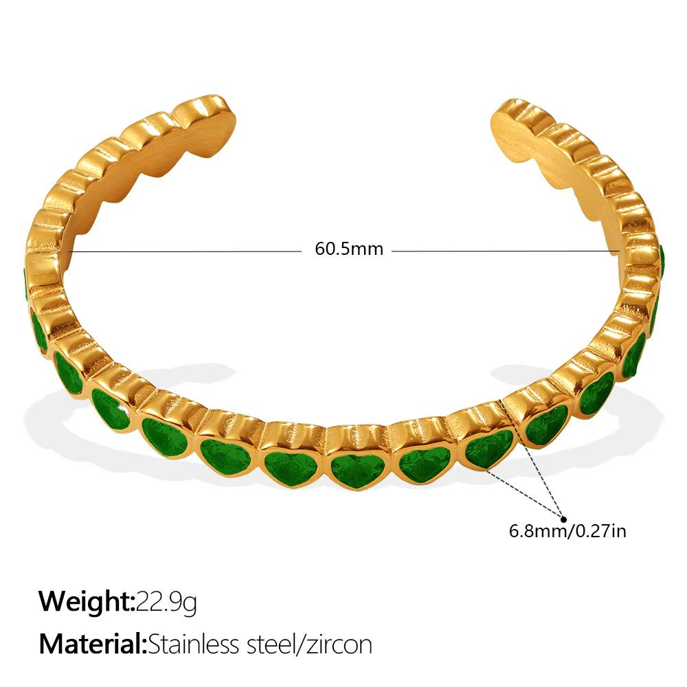 Элегантный открытый браслет-кафф в форме сердца из циркония