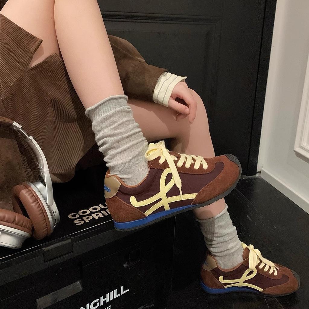 Luo thought girl~ mango head retro Forrest Gump shoes women's 2025 new soft-soled casual sports contrasting color German training shoes