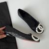 New Shallow Single Shoes Women Kangpeng Bow Ladyshoes Ballet Inner Height-increasing Retro Flats