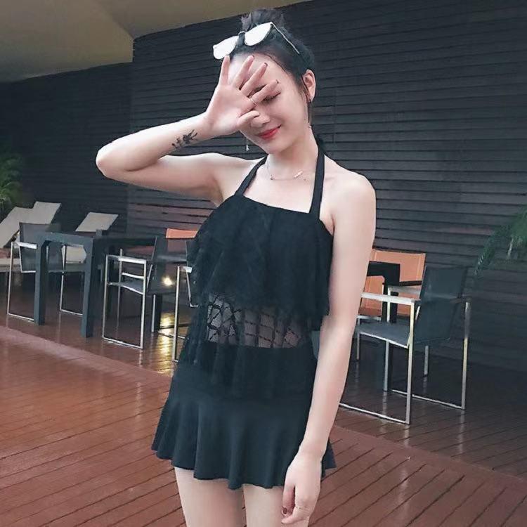 Damen Halter Spitzenrock Badeanzug - Zweiteilig Feenstil Boy Shorts Badebekleidung