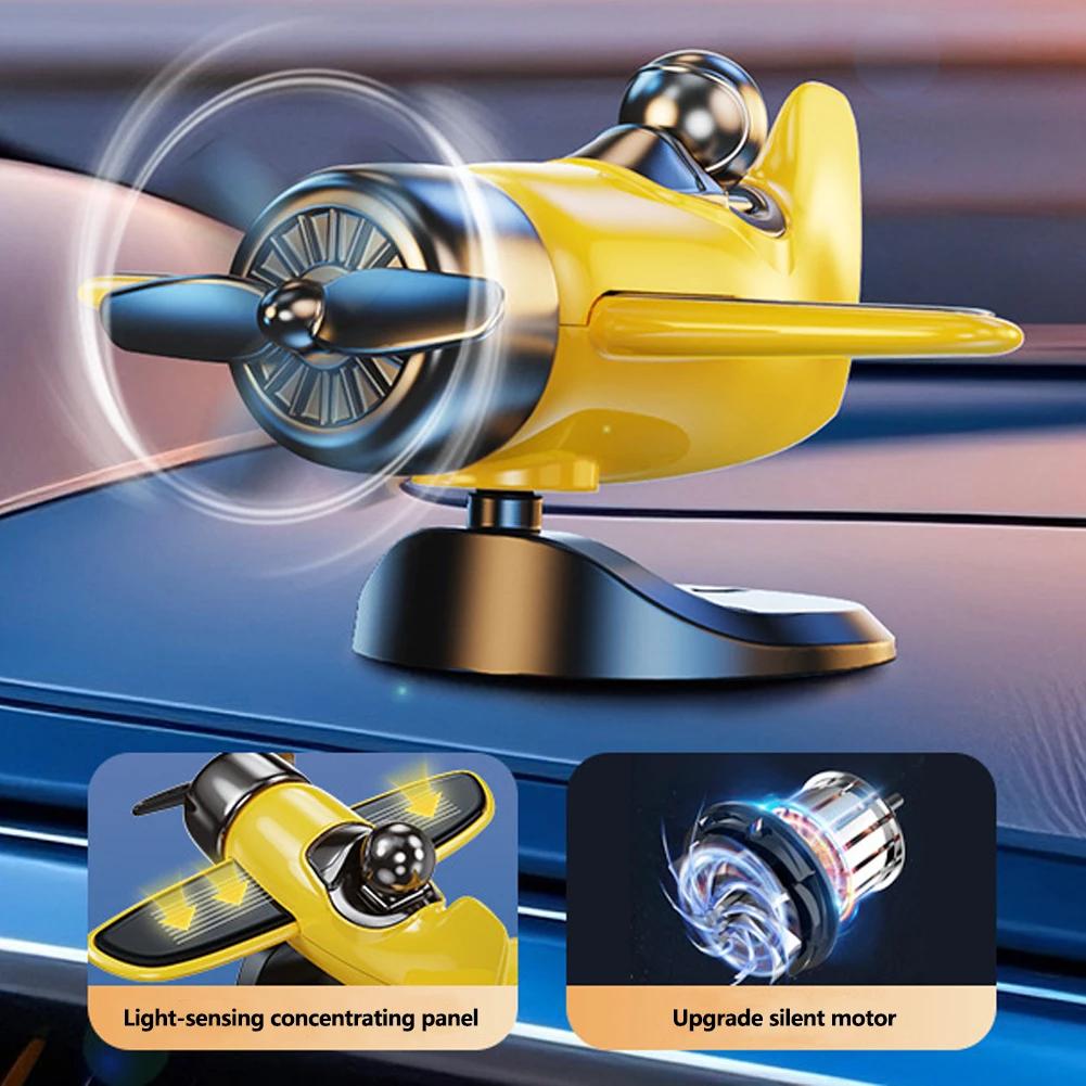 Creative Solar Powered Car Airplane Ornament Rotating Dashboard Windmill Spinner Center Console Vehicle Accessory