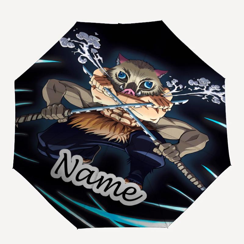 Personalized Name Demon Slayer1 Print Umbrella - Automatic Open/Close, Eight-Rib Durable Frame, Automatic Folding Umbrella