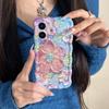 Korean Retro Oil Painting Phone Case For iPhone 16 15 14 13 12 Pro Max Plus 11 Luxury 3D Flowers Print Back Cover Artistic Decor