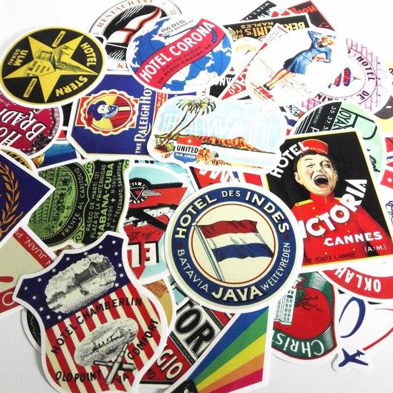 55pcs/Set Vintage Old Fashioned Style Luggage Suitcase Travel New Stickers L0Z0 55pcs/Set Vintage Old Fashioned Style Luggage Suitcase Travel New Stickers L0Z0