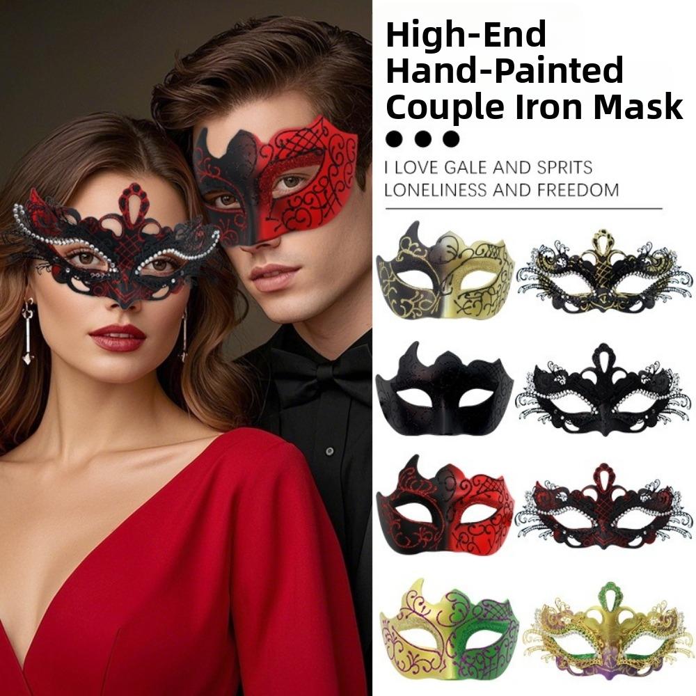 2 Stück Spitzenbemalte Maske Farbverlauf Glitzer Augenmaske Gotisches Elegantes Halbgesichtsmasken-Set Maskenballparty