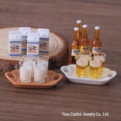 Miniatur Puppenhaus Ornament: Milchkarton, Bierflasche, Glaszubehör (DIY Handgemachtes Harz)
