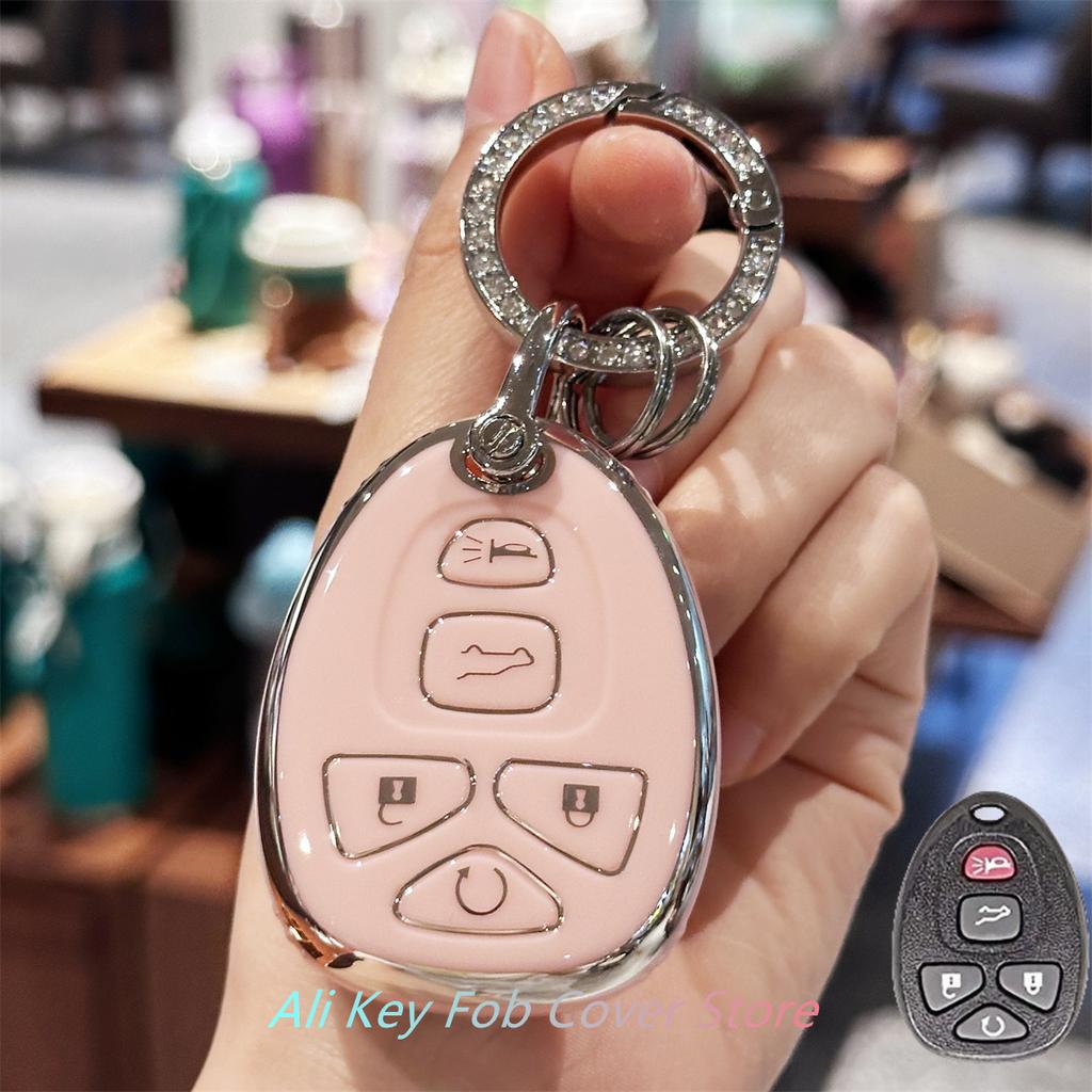 Key Fob Cover with Leather Keychain for For Chevy Malibu 2004 2005 2006 2007 2008 2009 2010 2012 For Cobalt For Pontiac G5 G6 Fo