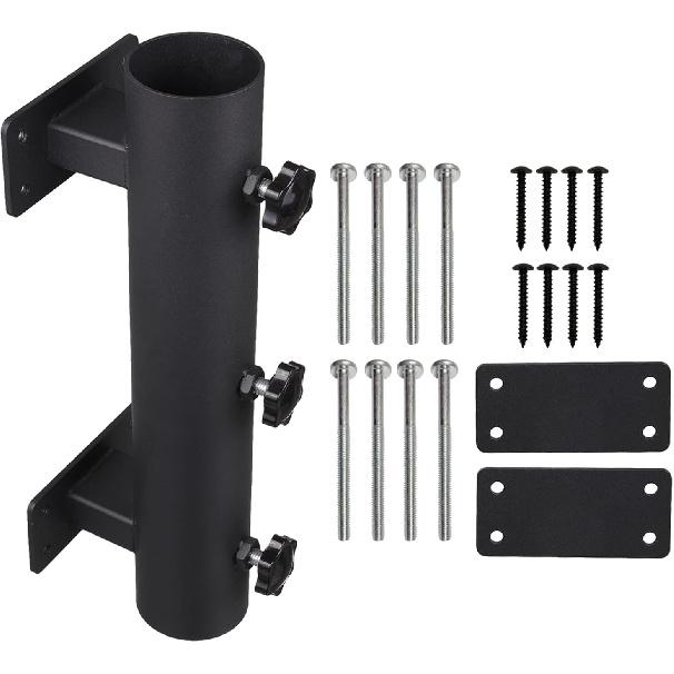 Patio Umbrella Holder Heavy-Duty Adjustable Metal Sun Umbrella Clamp Stand Patio Space and Shade Bracket for Deck Railing,Outdoor