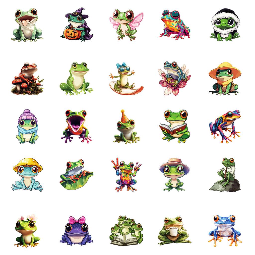 50 Cute Green Silly Kids Doodle Stickers Decorate Mobile Phone Case Skateboard Laptop Water Cup Stickers