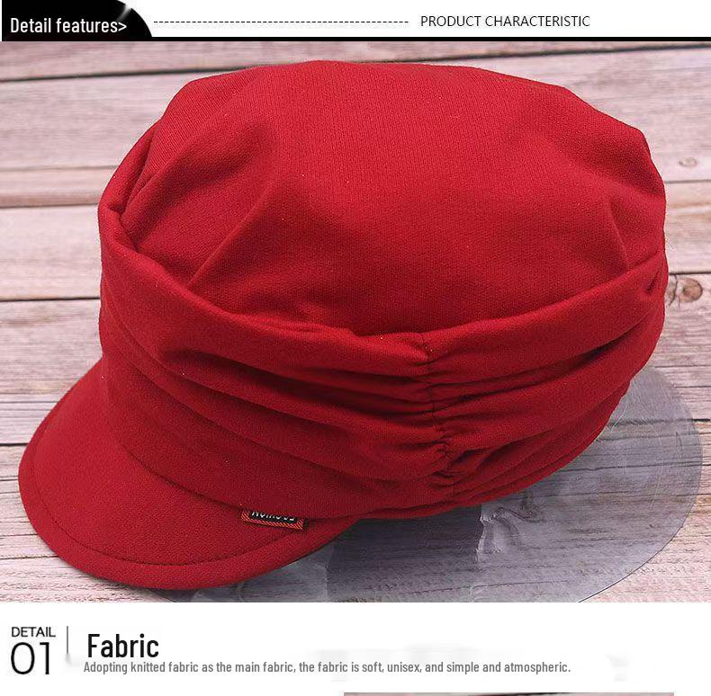 Korean Style Pullover Baseball Cap: Autumn/Winter Warm, Fashionable Pleated, Outdoor Flat Top Knitted Hat