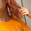 Mode Kette Ohr Haken Frauen Lange Regenbogen Clip Ohrringe Club Schmuck
