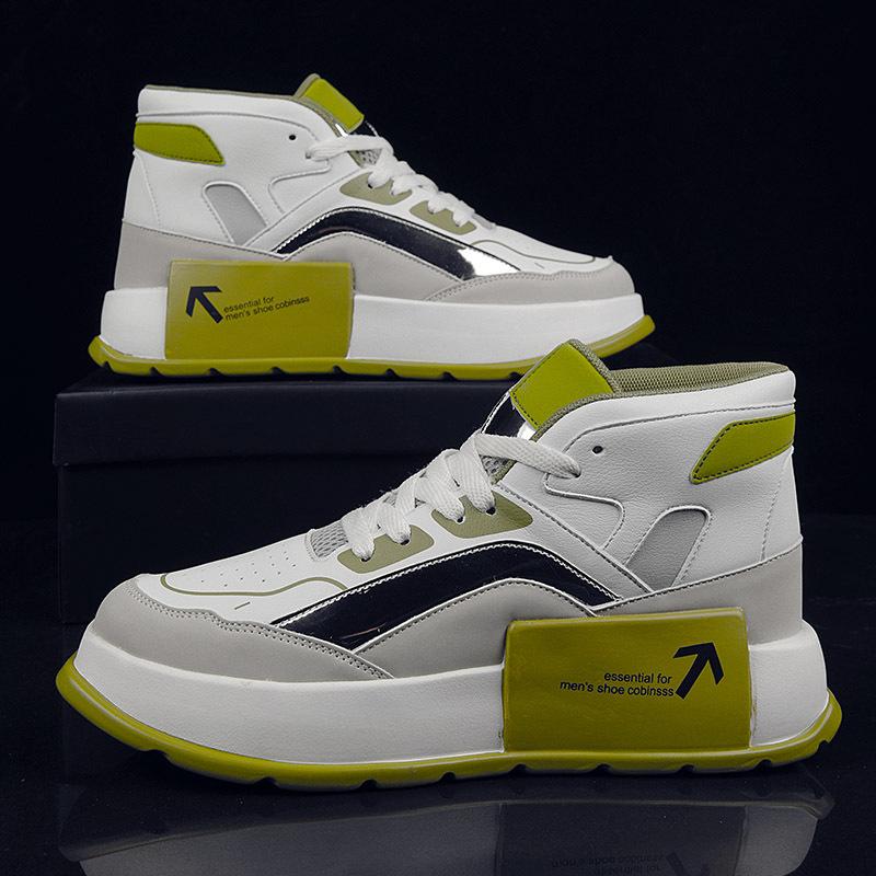 

Spring Men s High Top Board Shoes Thick Sole Trend Casual Shoes Outdoor Anti-slip Wear Sports Board Shoes 39