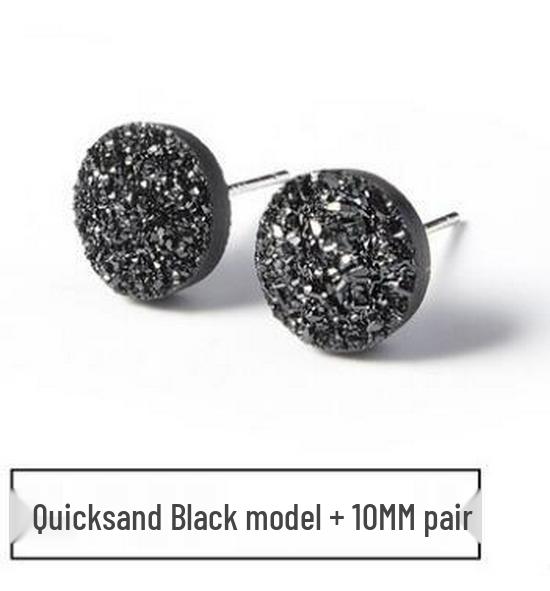 Men's Black Crystal Cluster Earrings - Simple Korean Style with Personality