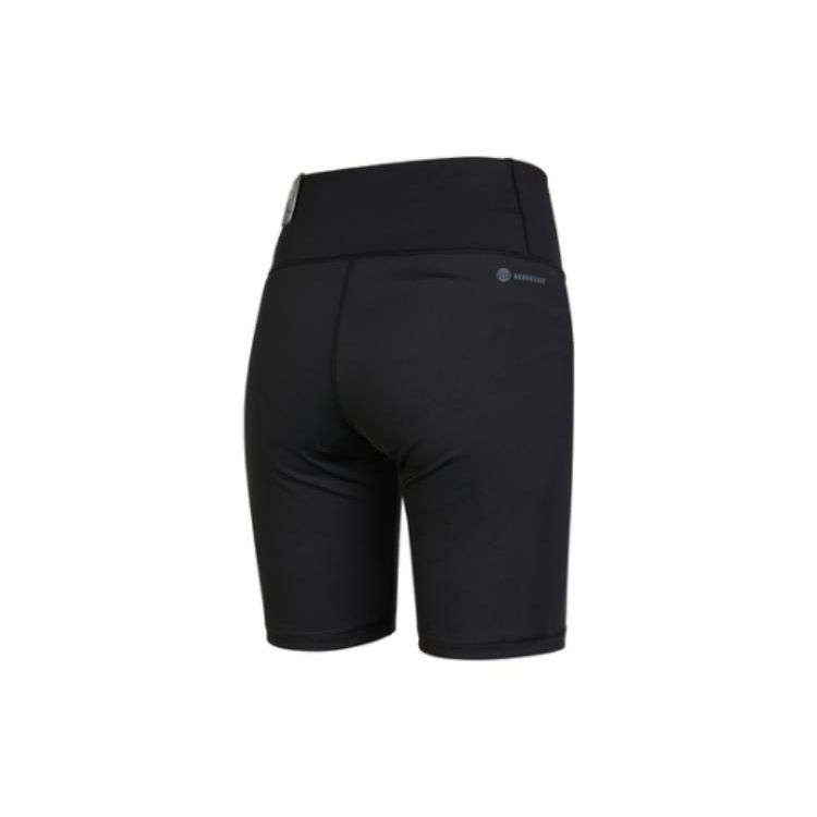 Adidas Solid Color Logo Print High-Waisted Tight Shorts Women Bottoms Black H64227