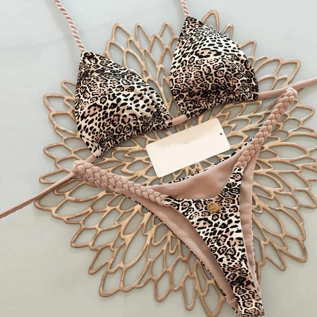 Neuer Bikini Damen Badeanzug Strandurlaub Bademode Leopardenmuster Sexy Bikini Set Strandbekleidung Badeanzug String Badeanzug Biquinis