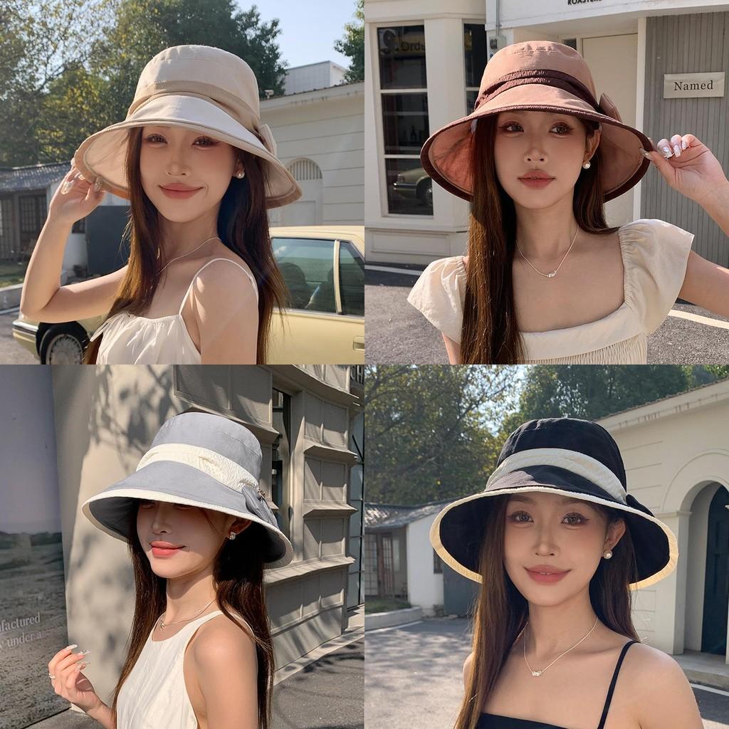 Summer Sun Shield Hat With Wide Brim And Butterfly Bow For Outdoor Casual And Fashion