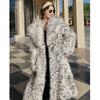 FiveFive Women's Winter Imitation Fox Fur Young Leopard-print Fur Coat Long Knee-length Mink Coat