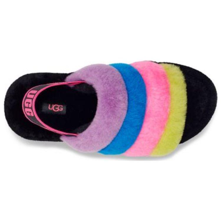 UGG Fluff Yeah Slide Black Taffy Pink Multi (Womens) Women Sneakers 1097169-BTPM