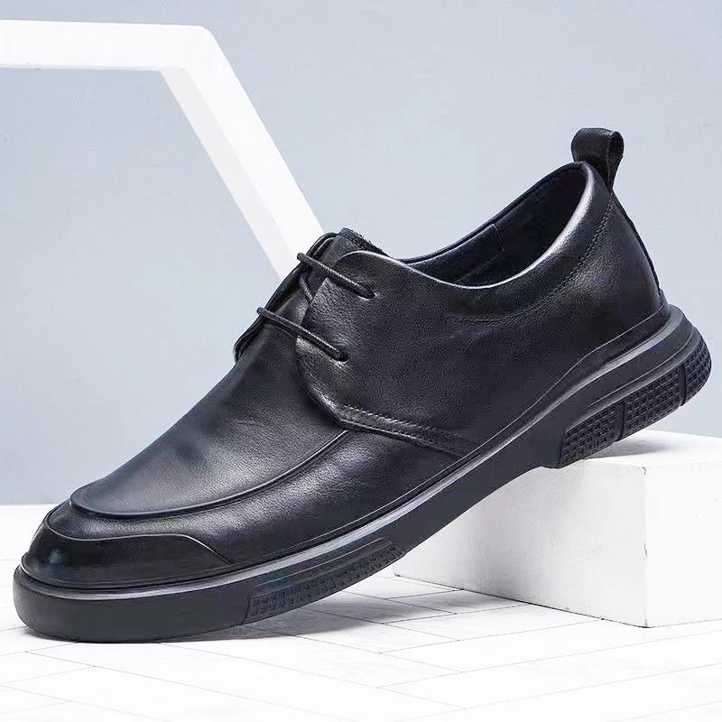 Designer Men Genuine Leather Casual Shoes Business Leisure Fashion Lace-up Dress Shoes