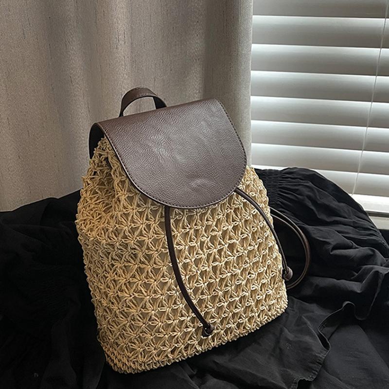 Letní dámský batoh se stahovací šňůrkou Daypack Weaving přes rameno Malý batoh Mochila