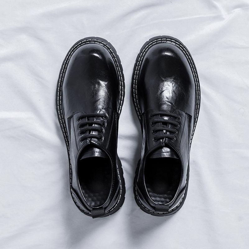 Big head leather shoes Korean version trendy British versatile business dress men's shoes casual youth black small leather shoes 77008-