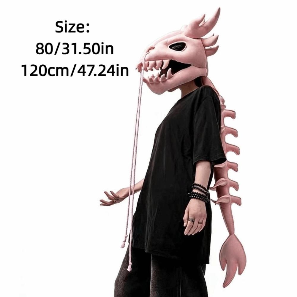 3D Dinosaur Skeleton Mask Headgear 80/120CM Wearable Dinosaur Bone Head Hat Easy To Wear Cool Halloween Dinosaur Skull Headgear
