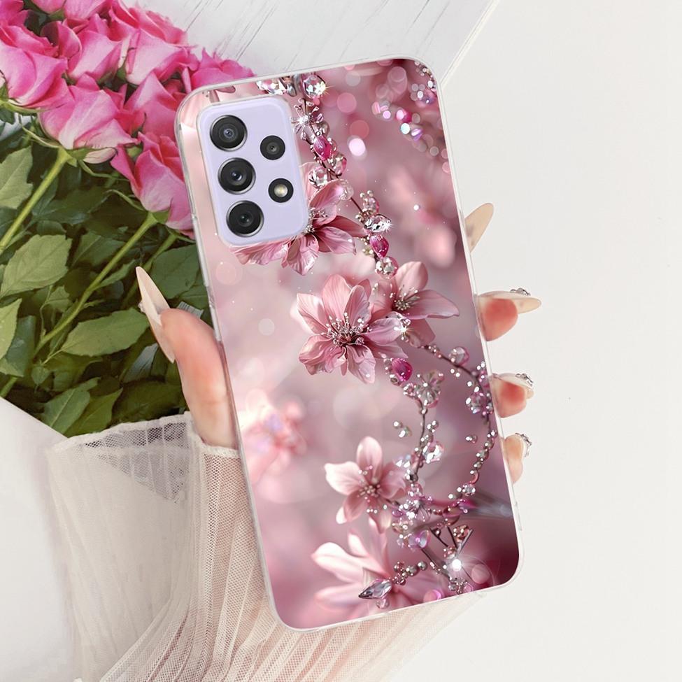 Transparent For Samsung Galaxy A72 4G Case Cute Fashion Flowers Funny Painted Casing For Samsung A72 4G SM-A725M SM-A725F Cover