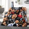 Football Superstar Multi‑Image Collage Flannel Throw Blanket, Soft Warm Cozy Bed Sofa Cover for Sports Fan Home
