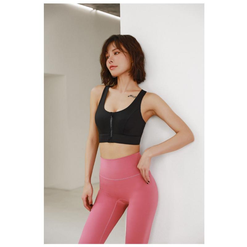 Women High Impact Shockproof Front Zip Sports Bra For Yoga Running Fitness
