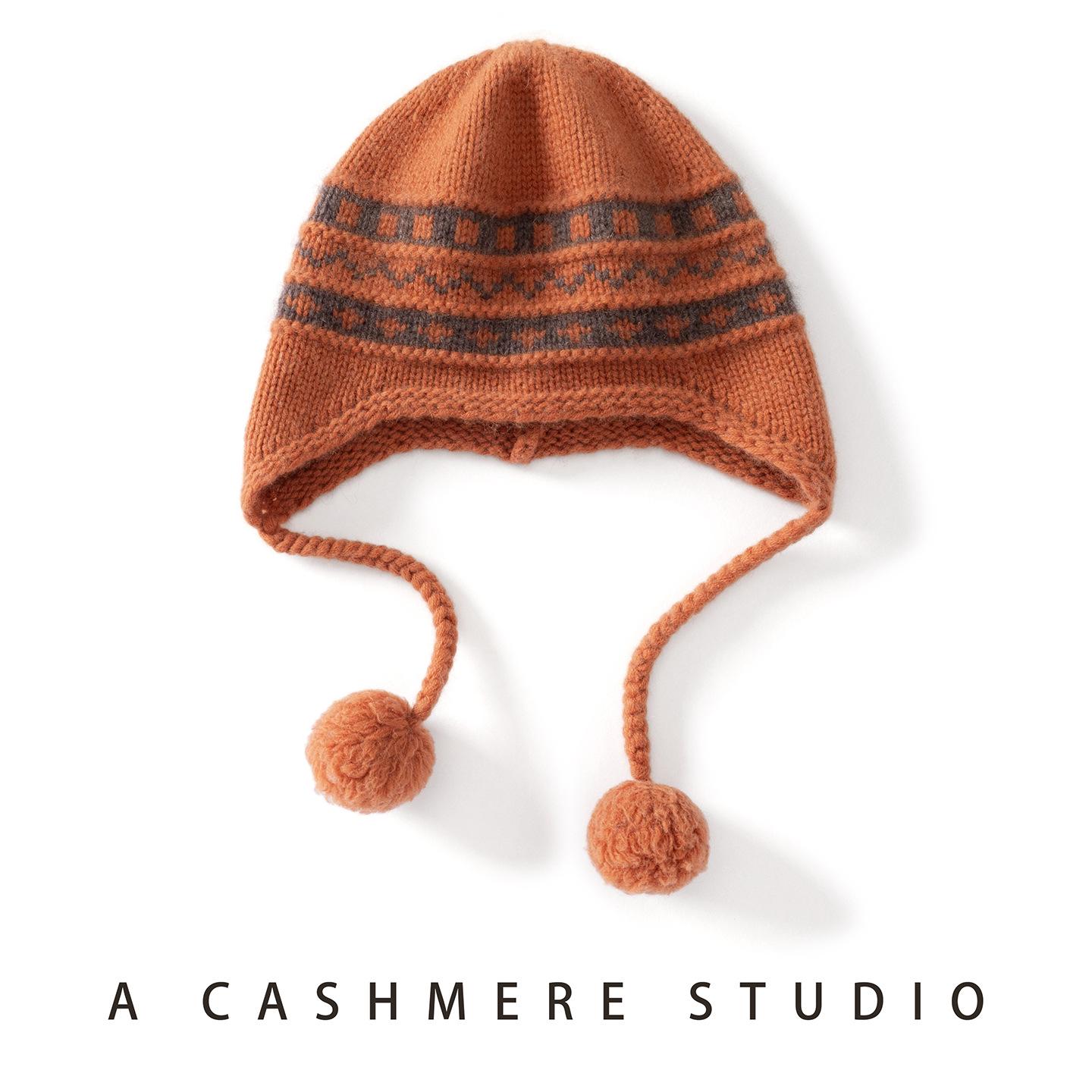 

Korean Style Retro Jacquard Knit Children s Hat - Thickened with Lining, Ear Protection, Pom-pom Wool Lei Feng Design. Width 21cm, Height 22cm